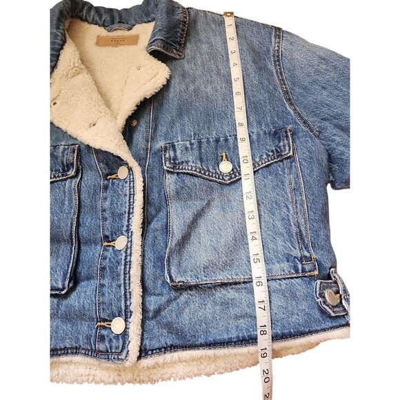 BlankNYC Sherpa Lined Cropped Denim Jacket Womens M Crash Course Boxy Casual - Picture 10 of 10